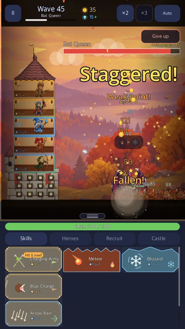 Stagger · fall: Finish the order to stagger; flying bosses crash down